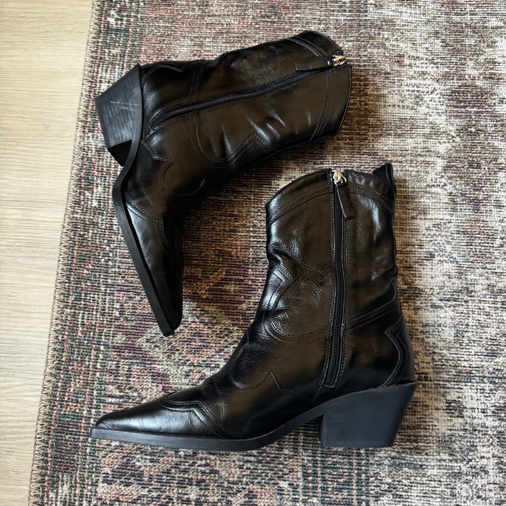 Zara Black witch Western Heeled Boots - Picture 6 of 8
